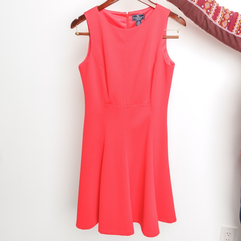 Coral Pink American Living Sleeveless Textured Mini Dress Size 6 Swing Skirt Zip